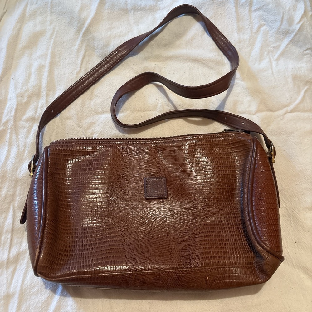 Anne Klein Brown PU Leather Crossbody Bag